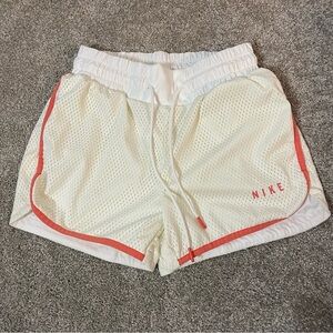 Nike Women's White and Coral Mesh Shorts